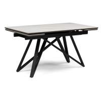 Керамический стол Вилсон 140(200)х80 белый мрамор snow white / черный