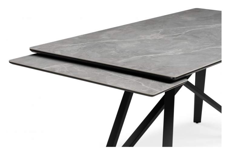 Керамический стол Вилсон 140(200)х80 серый мрамор larka grey / черный-13