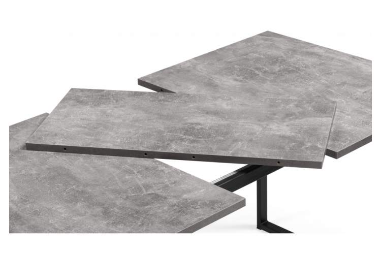 Стол деревянный Лиман 117 (157) x 77 бетон светлый / черный матовый-13