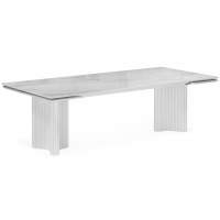 Стол стеклянный Мален 240x110 белый мрамор / белый