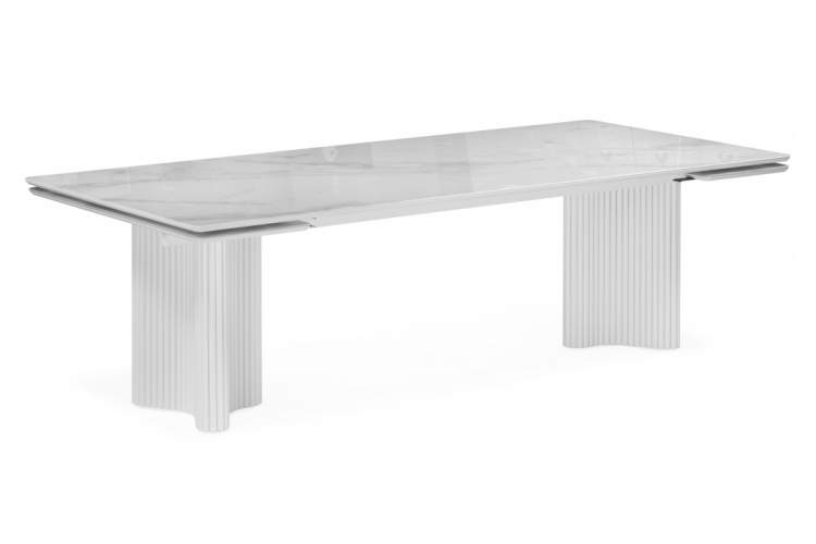 Стол стеклянный Мален 240x110 белый мрамор / белый