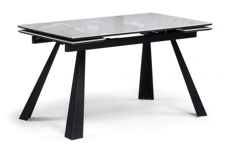 Керамический стол Маунт 140x80 белый мрамор / черный
