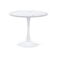 Керамический стол Тулип 90х74 белый мрамор / белый
