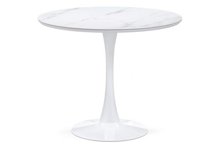 Керамический стол Тулип 90х74 белый мрамор / белый