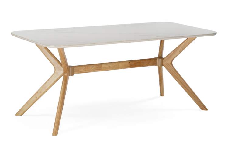 Керамический стол Unika 180x80 белый спеченный камень / светлое дерево