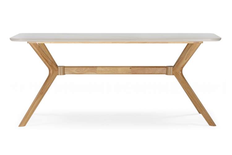 Керамический стол Unika 180x80 белый спеченный камень / светлое дерево-9