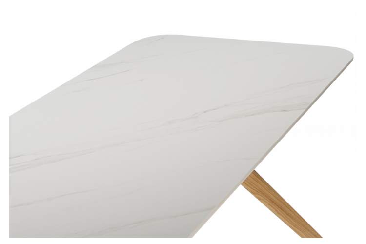 Керамический стол Unika 180x80 белый спеченный камень / светлое дерево-10
