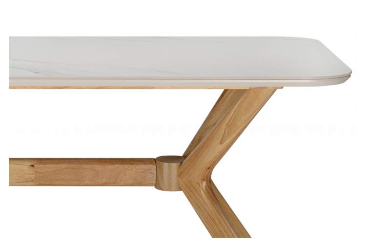 Керамический стол Unika 180x80 белый спеченный камень / светлое дерево-11