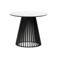 Керамический стол Нэнси 90х90х75 белый мрамор / черный