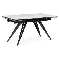 Керамический стол Дарвин 140(200)х80 белый мрамор snow white / черный