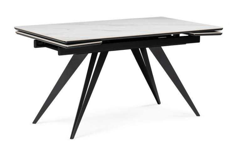 Керамический стол Дарвин 140(200)х80 белый мрамор snow white / черный