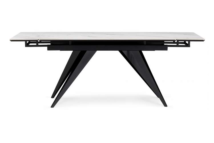 Керамический стол Дарвин 140(200)х80 белый мрамор snow white / черный-2