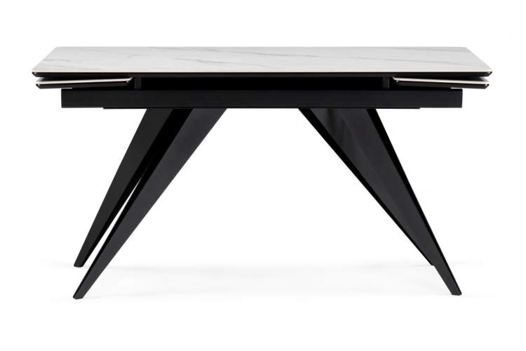 Керамический стол Дарвин 140(200)х80 белый мрамор snow white / черный-3