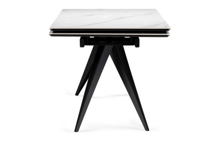 Керамический стол Дарвин 140(200)х80 белый мрамор snow white / черный-4