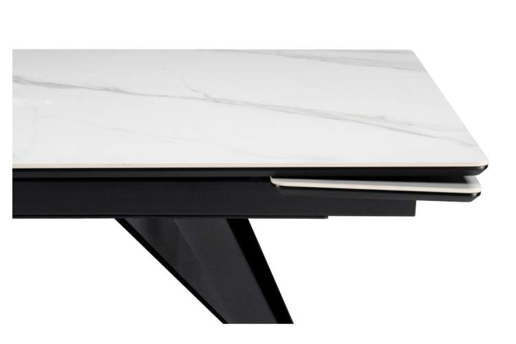 Керамический стол Дарвин 140(200)х80 белый мрамор snow white / черный-5