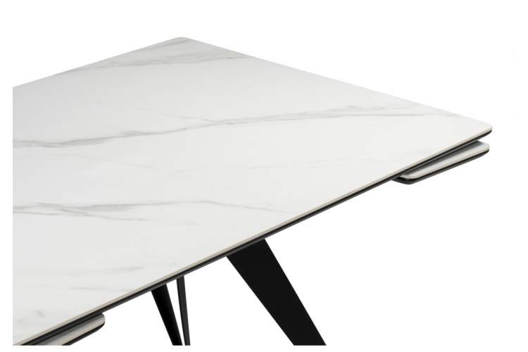 Керамический стол Дарвин 140(200)х80 белый мрамор snow white / черный-6