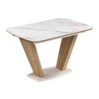Керамический стол Петир 120(160)х80х75 gilt white / дуб монтана
