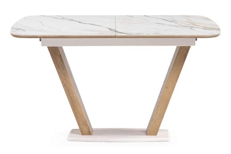 Керамический стол Петир 120(160)х80х75 gilt white / дуб монтана-2