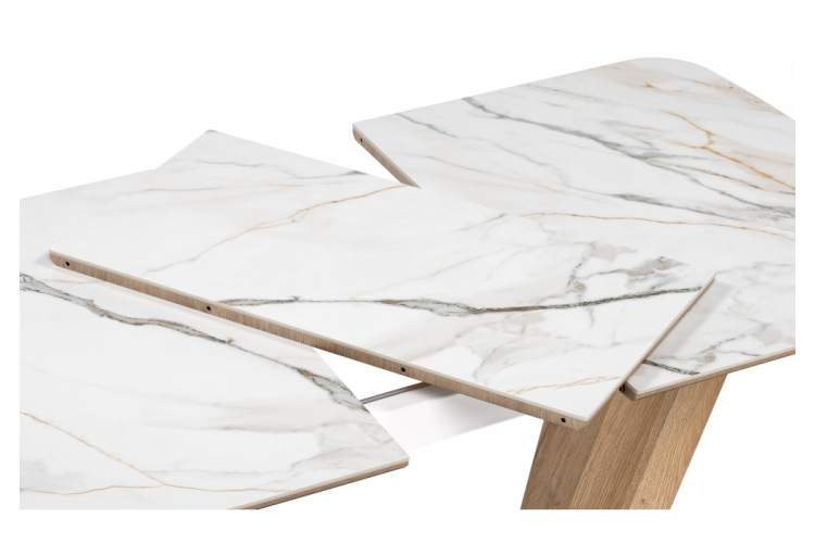 Керамический стол Петир 120(160)х80х75 gilt white / дуб монтана-6