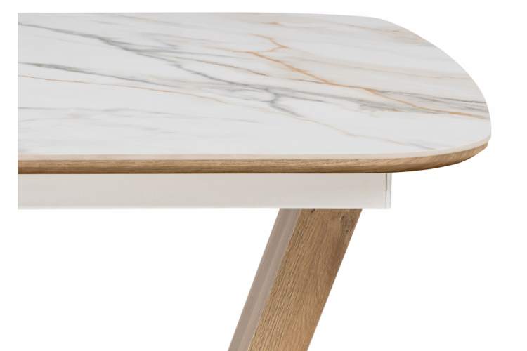 Керамический стол Петир 120(160)х80х75 gilt white / дуб монтана-7