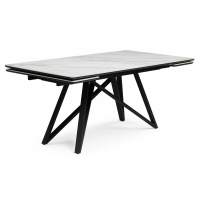 Керамический стол Вилсон 160(220)х89 белый gilt white / черный