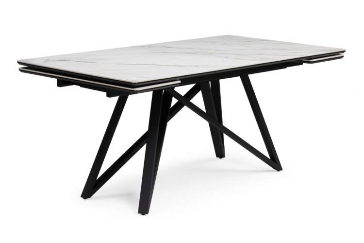 Керамический стол Вилсон 160(220)х89 белый gilt white / черный
