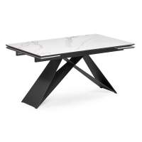 Керамический стол Ноттингем 160(220)х90х79 белый мрамор / черный