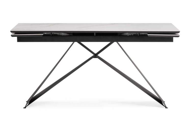 Керамический стол Ноттингем 160(220)х90х79 белый мрамор / черный-1