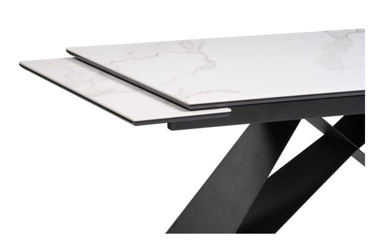 Керамический стол Ноттингем 160(220)х90х79 белый мрамор / черный-4