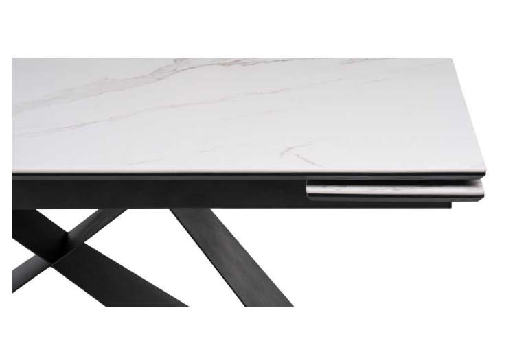 Керамический стол Ноттингем 160(220)х90х79 белый мрамор / черный-6