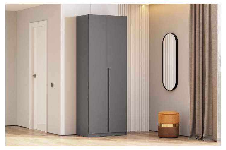 Шкаф Даиго двухстворчатый графит серый-1