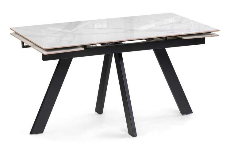 Керамический стол Невис 140(200)х80х76 creto statuario cara polished / черный