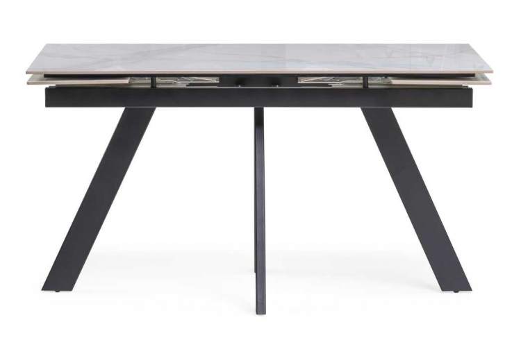 Керамический стол Невис 140(200)х80х76 creto statuario cara polished / черный-1