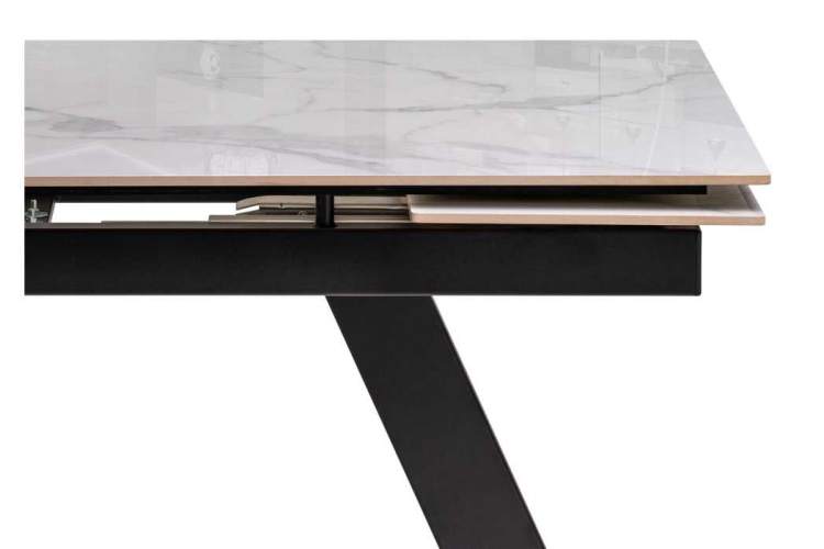 Керамический стол Невис 140(200)х80х76 creto statuario cara polished / черный-6