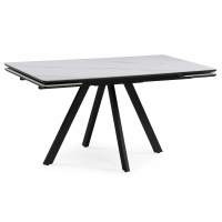 Керамический стол Вилли 140(200)х80 белый мрамор snow white / черный