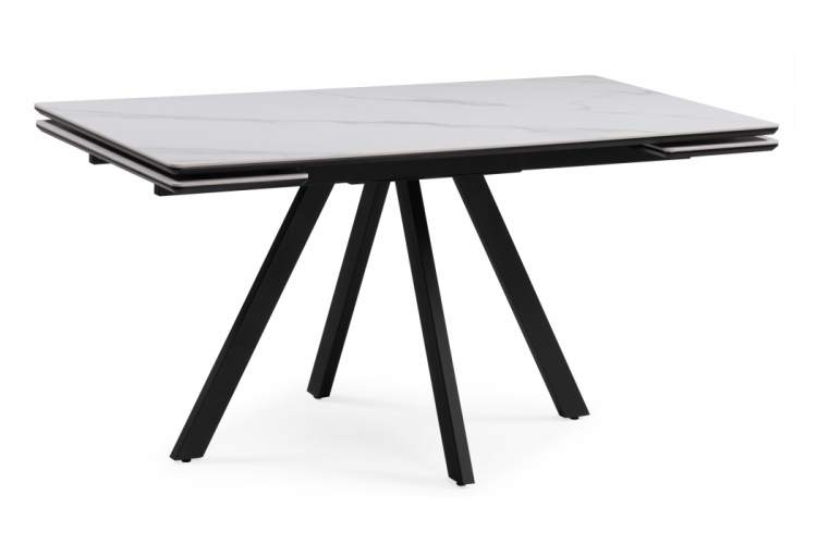 Керамический стол Вилли 140(200)х80 белый мрамор snow white / черный