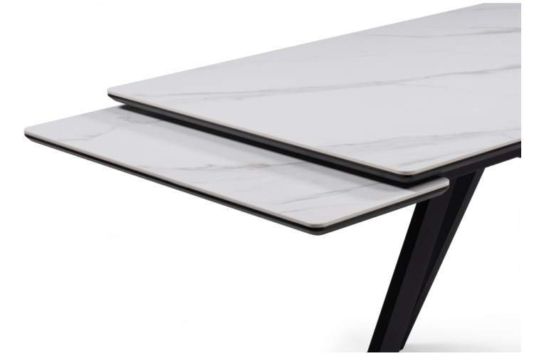 Керамический стол Вилли 140(200)х80 белый мрамор snow white / черный-6