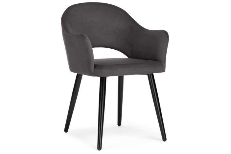 Стул на металлокаркасе Апри микровелюр графитовый / черный глянец