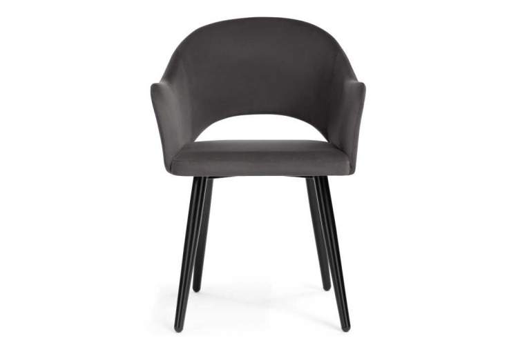 Стул на металлокаркасе Апри микровелюр графитовый / черный глянец-1