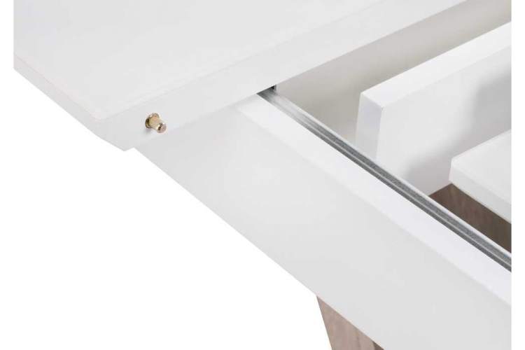 Стол стеклянный на тумбе Петир белая шагрень / дуб с пилением-6