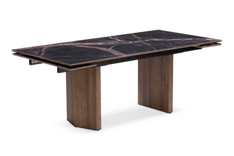 Стол стеклянный Монерон 200(260)х100х77 мейджик / орех кантри