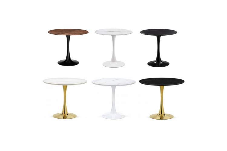 Стол деревянный Тулип 90х73 мрамор черный / черный-10