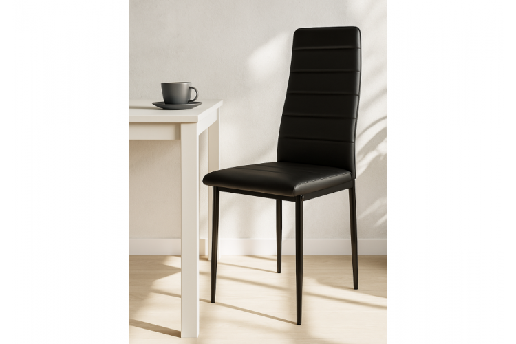 Стул на металлокаркасе DC2-001 искусственная кожа черный / черный-1