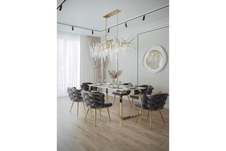 Керамический стол Селена 4 160х90х77 белый мрамор / золото-2