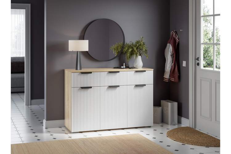 Комод Стокгольм КМ03-1200 дуб сонома / line софт пломбир-1