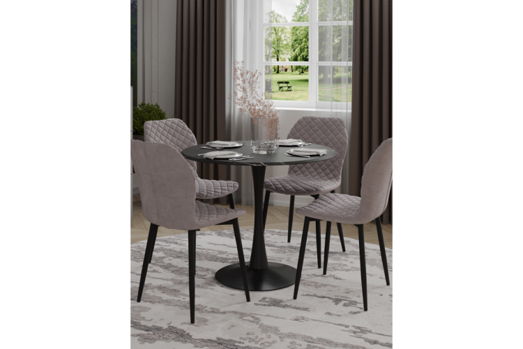 Стол деревянный Тулип 90х73 мрамор черный / черный-1