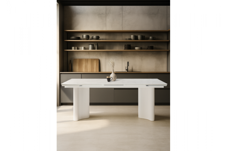 Стол стеклянный Мален 240x110 белый мрамор / белый-1