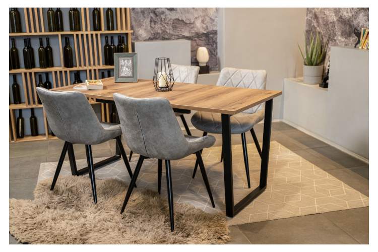 Стол деревянный раскладной Лота Лофт 120 25 мм дуб вотан / черный матовый-1