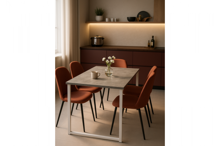 Стол деревянный Лиман 117 x 77 бетон светлый / белый матовый-1