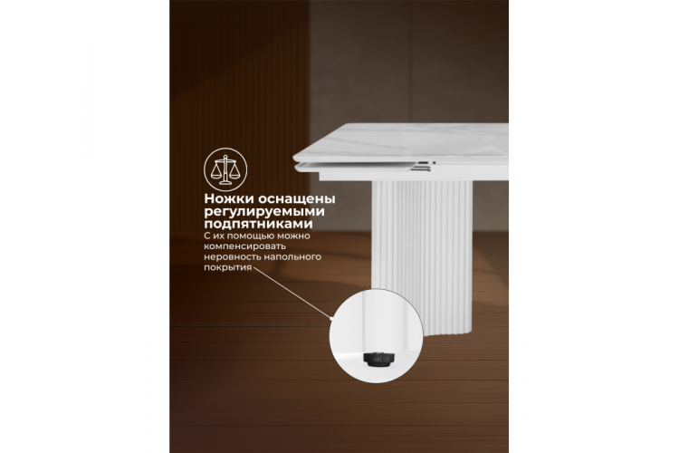 Стол стеклянный Мален 240x110 белый мрамор / белый-6